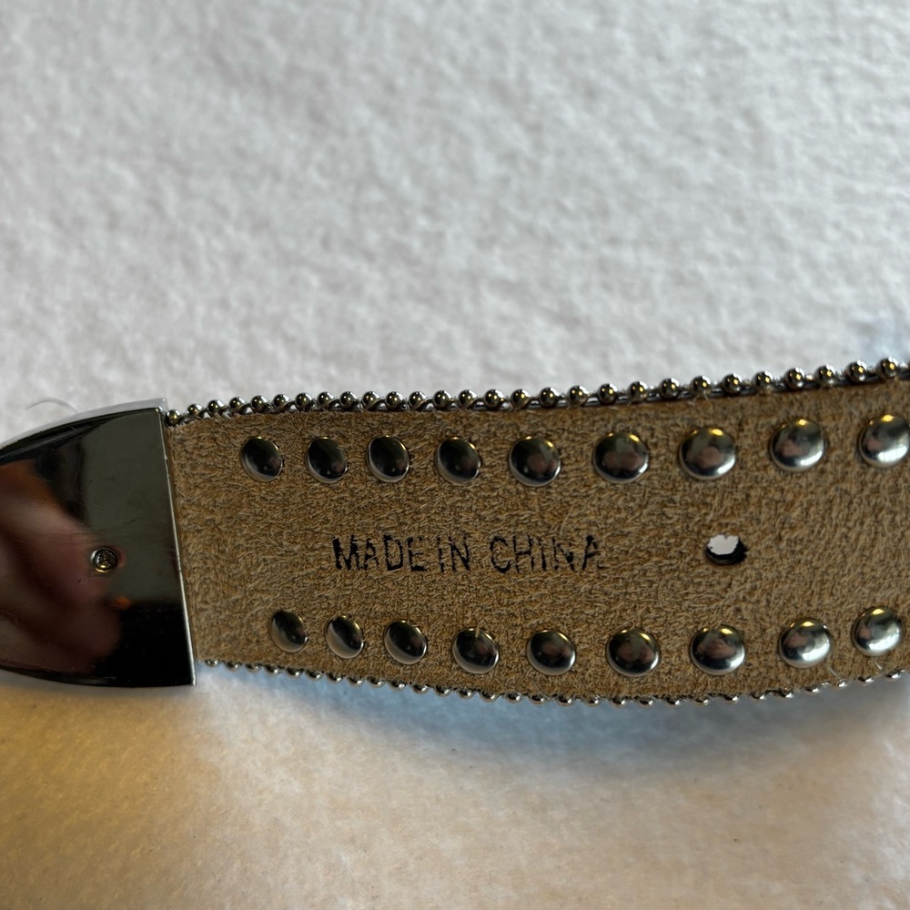 Women’s Angel Ranch Turquoise Studded Western Belt L Rhinestone Buckle Leather - Picture 3 of 16